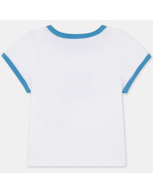T-Shirt en Coton Bio Arino mc print bleu/écru